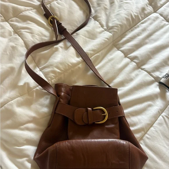 Coach Brown Leather Belt-Accent Bucket Crossbody - Picture 6 of 6